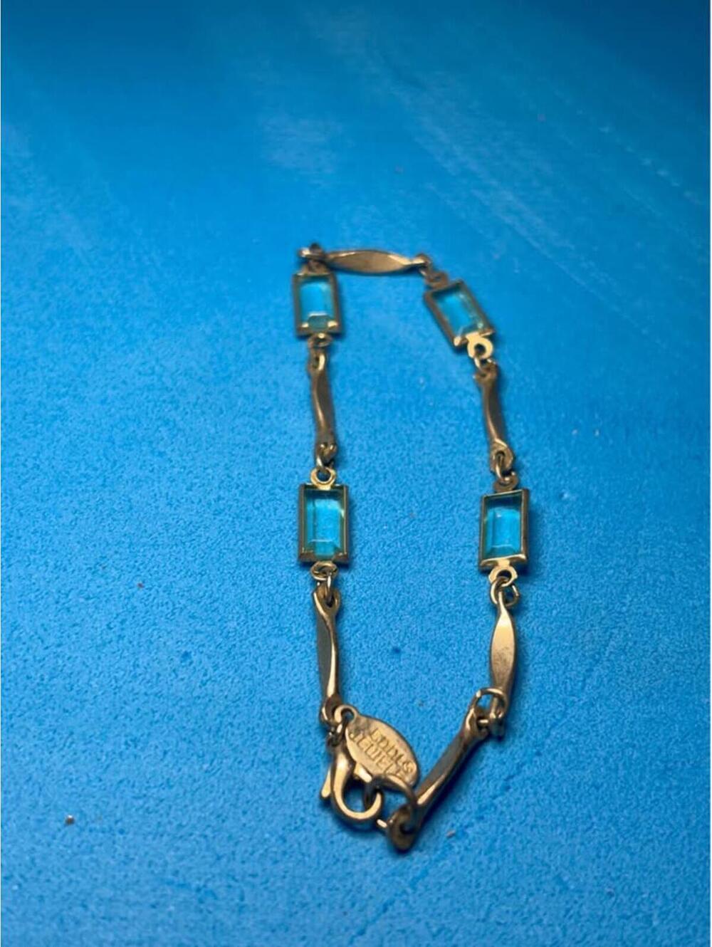 LUDIG JEWELS Gold Tone Blue Stone Bracelet